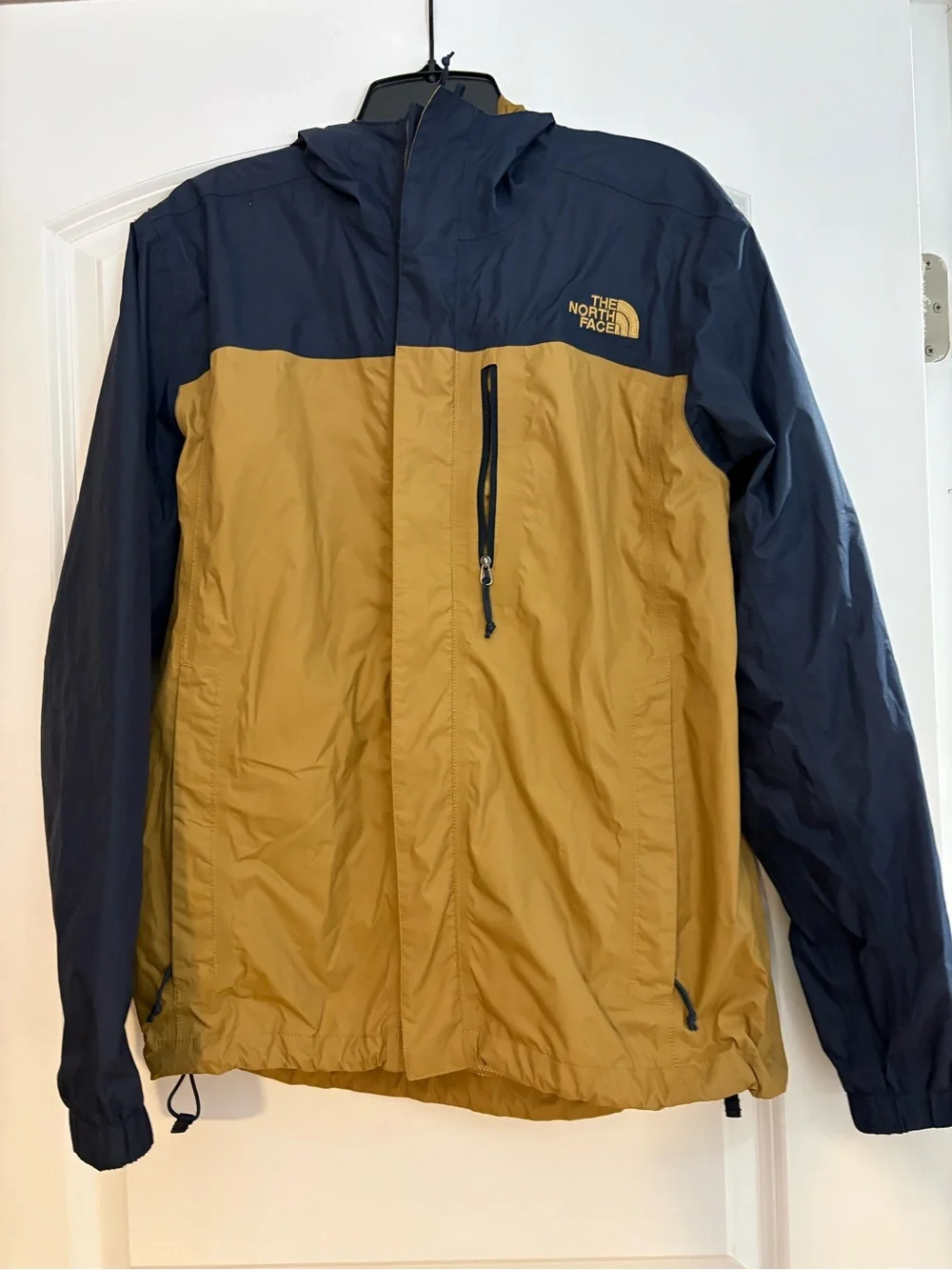 The North Face Men’s Navy and Mustard Hooded Rain Jacket